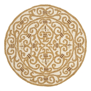 Safavieh Chelsea 3'-0&quot x 3'-0&quot Wool Hand Hooked Rug in Ivory / Gold