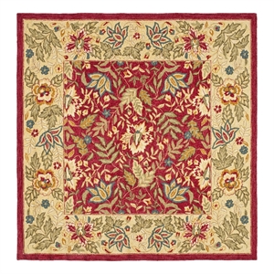 Safavieh Chelsea 8'-0&quot x 8'-0&quot Wool Hand Hooked Rug in Red / Ivory