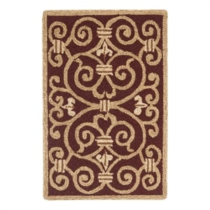 Safavieh Chelsea 1'-8&quot x 2'-6&quot Wool Hand Hooked Rug in Burgundy