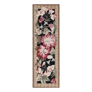safavieh chelsea 2'-6&quot x 6'-0&quot wool hand hooked rug in black / brown