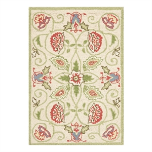 Safavieh Chelsea 1'-8&quot x 2'-6&quot Wool Hand Hooked Rug in Beige / Green