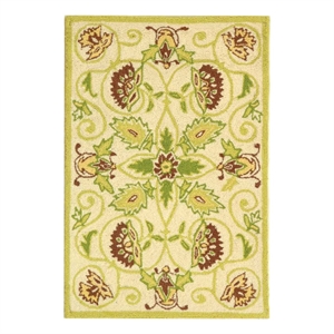 Safavieh Chelsea 1'-8&quot x 2'-6&quot Wool Hand Hooked Rug in Ivory / Green