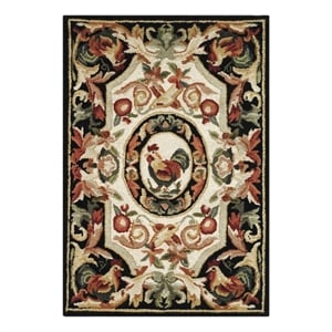 Safavieh Chelsea 1'-8&quot x 2'-6&quot Wool Hand Hooked Rug in Ivory / Black