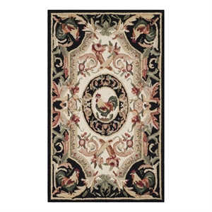 Safavieh Chelsea 2'-6&quot x 4'-0&quot Wool Hand Hooked Rug in Ivory / Black