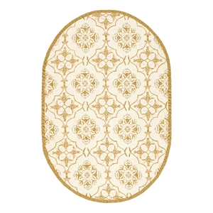 Safavieh Chelsea 4'-6&quot x 6'-6&quot Wool Hand Hooked Rug in Ivory / Green