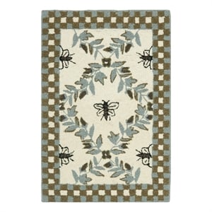 Safavieh Chelsea 1'-8&quot x 2'-6&quot Wool Hand Hooked Rug in Ivory / Light Blue
