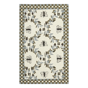 Safavieh Chelsea 2'-6&quot x 4'-0&quot Wool Hand Hooked Rug in Ivory / Light Blue