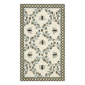 Safavieh Chelsea 2'-9&quot x 4'-9&quot Wool Hand Hooked Rug in Ivory / Light Blue