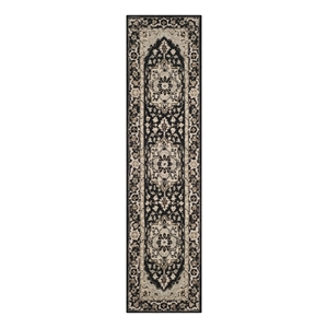 Safavieh Chelsea 2'-6&quot x 10'-0&quot Wool Hand Hooked Rug in Black / Natural