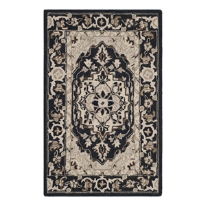 Safavieh Chelsea 2'-6&quot x 4'-0&quot Wool Hand Hooked Rug in Black / Natural