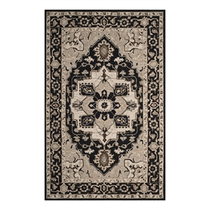 Safavieh Chelsea 5'-3&quot x 8'-3&quot Wool Hand Hooked Rug in Black / Natural