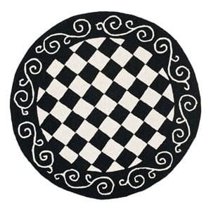 Safavieh Chelsea 4'-0&quot x 4'-0&quot Wool Hand Hooked Rug in Black / Ivory