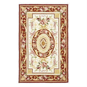 Safavieh Chelsea 2'-6&quot x 4'-0&quot Wool Hand Hooked Rug in Ivory / Burgundy