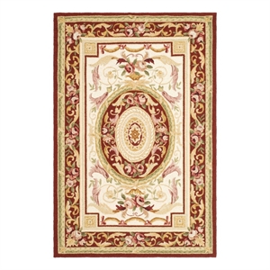 Safavieh Chelsea 3'-9&quot x 5'-9&quot Wool Hand Hooked Rug in Ivory / Burgundy