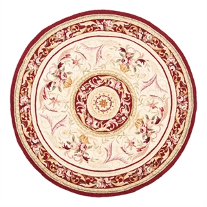 Safavieh Chelsea 8'-0&quot x 8'-0&quot Wool Hand Hooked Rug in Ivory / Burgundy