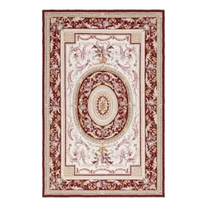 Safavieh Chelsea 9'-0&quot x 12'-0&quot Wool Hand Hooked Rug in Ivory / Burgundy