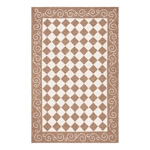 Safavieh Chelsea 5'-3&quot x 8'-3&quot Wool Hand Hooked Rug in Brown / Ivory