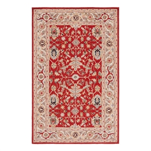 Safavieh Chelsea 5'-3&quot x 8'-3&quot Wool Hand Hooked Rug in Red / Ivory