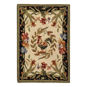 Safavieh Chelsea 1'-8&quot x 2'-6&quot Wool Hand Hooked Rug in Cream / Black