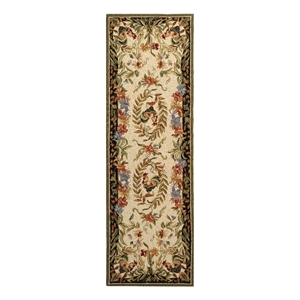 Safavieh Chelsea 2'-6&quot x 12'-0&quot Wool Hand Hooked Rug in Cream / Black