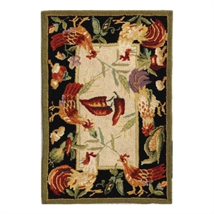 Safavieh Chelsea 1'-8&quot x 2'-6&quot Wool Hand Hooked Rug in Ivory / Black