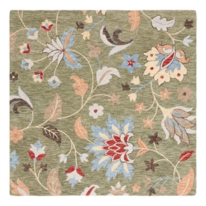 Safavieh Jardin 6'-0&quot x 6'-0&quot Wool and Cotton Handtufted Rug in Green / Blue