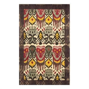 Safavieh Ikat 5'-0&quot x 8'-0&quot Wool Hand Tufted Rug in Cream / Brown