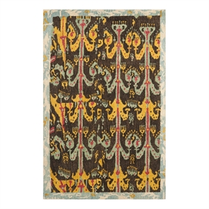 Safavieh Ikat 4'-0&quot x 6'-0&quot Wool Hand Tufted Rug in Charcoal / Blue