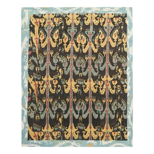 Safavieh Ikat 9'-0&quot x 12'-0&quot Wool Hand Tufted Rug in Charcoal / Blue