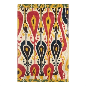 Safavieh Ikat 4'-0&quot x 6'-0&quot Wool Hand Tufted Rug in Cream / Green
