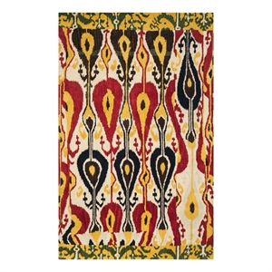 Safavieh Ikat 5'-0&quot x 8'-0&quot Wool Hand Tufted Rug in Cream / Green