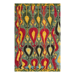 Safavieh Ikat 6'-0&quot x 9'-0&quot Wool Hand Tufted Rug in Blue / Green