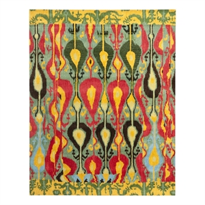 Safavieh Ikat 9'-0&quot x 12'-0&quot Wool Hand Tufted Rug in Blue / Green