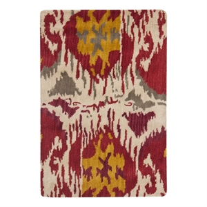 Safavieh Ikat 2'-0&quot x 3'-0&quot Wool Hand Tufted Rug in Ivory / Red