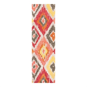 Safavieh Ikat 2'-3&quot x 8'-0&quot Wool Hand Tufted Rug in Beige / Pink
