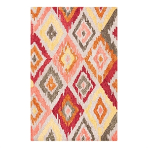 Safavieh Ikat 5'-0&quot x 8'-0&quot Wool Hand Tufted Rug in Beige / Pink