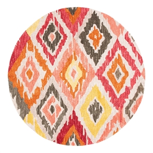 Safavieh Ikat 6'-0&quot x 6'-0&quot Wool Hand Tufted Rug in Beige / Pink