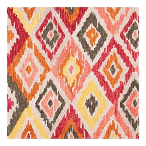 Safavieh Ikat 6'-0&quot x 6'-0&quot Wool Hand Tufted Rug in Beige / Pink