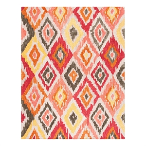 Safavieh Ikat 8'-0&quot x 10'-0&quot Wool Hand Tufted Rug in Beige / Pink