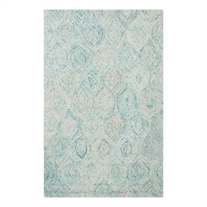 Safavieh Ikat 5'-0&quot x 8'-0&quot Wool Hand Tufted Rug in Ivory / Blue