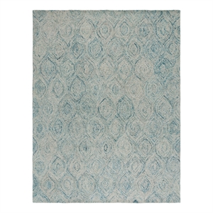 Safavieh Ikat 8'-0&quot x 10'-0&quot Wool Hand Tufted Rug in Ivory / Blue