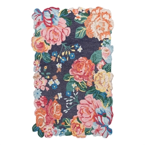 Safavieh Jardin 5'-0&quot x 8'-0&quot Wool and Cotton Hand Tufted Rug in Navy / Pink