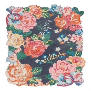 Safavieh Jardin 6'-0&quot x 6'-0&quot Wool and Cotton Hand Tufted Rug in Navy / Pink