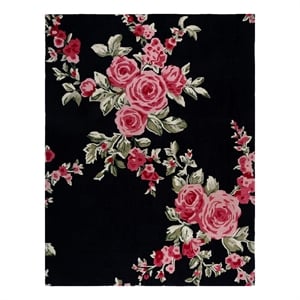 Safavieh Jardin 6'-0&quot x 9'-0&quot Wool and Cotton Hand Tufted Rug in Black / Pink