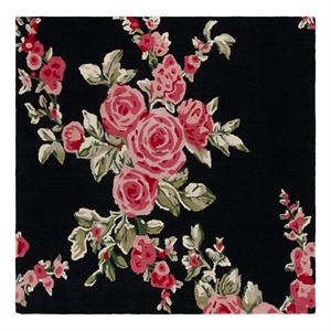 Safavieh Jardin 6'-0&quot x 6'-0&quot Wool and Cotton Hand Tufted Rug in Black / Pink