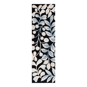 Safavieh Jardin 2'-3&quot x 8'-0&quot Wool and Cotton Tufted Rug in Black / Ivory
