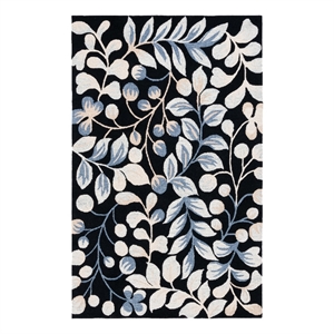 Safavieh Jardin 5'-0&quot x 8'-0&quot Wool and Cotton Tufted Rug in Black / Ivory