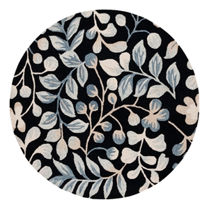 Safavieh Jardin 6'-0&quot x 6'-0&quot Wool and Cotton Tufted Rug in Black / Ivory
