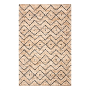 Safavieh Kilim 4'-0&quot x 6'-0&quot Jute and Cotton Hand Loomed Rug in Natural/Charcoal