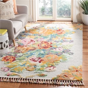 Safavieh Kenya6'-0&quot x 9'-0&quotWool and Cotton Hand Knotted Rug in Orange/Light Gray